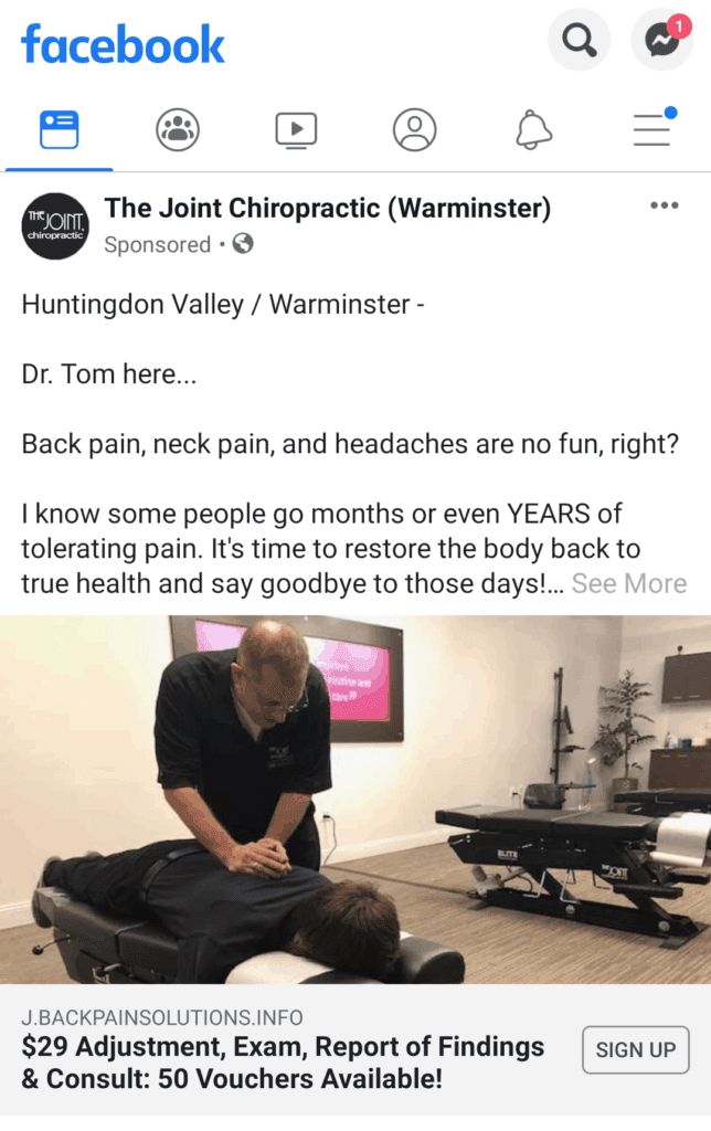 In-store Facebook Offer Ad